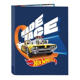 HOT WHEELS Speed Club 4 Ring Binder Ideal for Children of Different Ages Comfortable and Versatile Quality and Resilience 26.5 x 33 cm Navy Blue and Orange