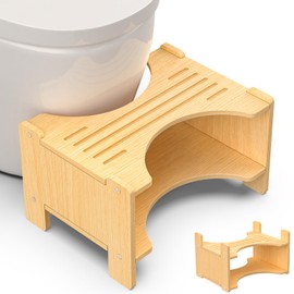 XiaZ Toilet Stool Squat Adult, Poop Stool 7in & 9in Adjustable Heights, Wood Potty Stools with Non-Slip Strip to Improves Defecation, 300 lbs Capacity