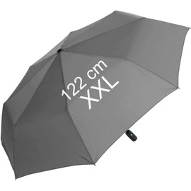 XXL Pocket Umbrella with Automatic Open/Close - Full Class - 122 cm Large Roof, gray, Modern
