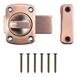 QWORK® Door Latch Anti-Theft Interior Door, Stainless Steel Rotating Latch Door Lock for Bathroom Door, Cabinet Door, Red Bronze