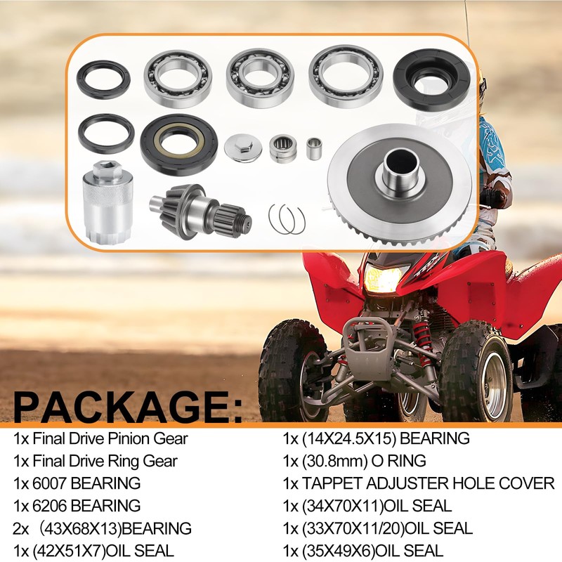 Rear Differential Ring Pinion Gear Bearing Seal Kit & Nut