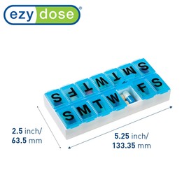 EZY DOSE EZY DOSE Weekly (7-Day) Pill Organizer and Planner, Contoured Bottom for Easy Pill Removal, Color May Vary