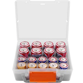 Battery Organizer Storage Box, Garage Case Caddy Holder for 8 D, 10 C Cell Batteries (Bag Not Include Batteries Pack)