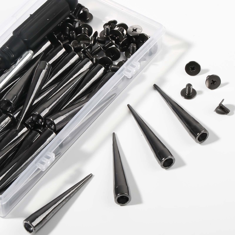 40 Sets Spikes and Studs Kit, 7x40mm Black Cone Clothes