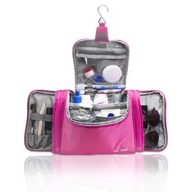 TRAVANDO ® XXL Ladies Large Hanging Toiletry Bag Large 8.8 Litre Volume Cosmetic Bag with Multiple Compartments Wash Bag Large Beauty Case Wash Bag Travel Toilet Bag., Pink