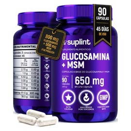 Glucosamina Sulfato 800 mg con MSM – Suplemento Vegano en Cápsulas | Apoyo para Articulaciones, Cuidado de Rodillas y Movilidad – Sin Gluten, Sin OGM 