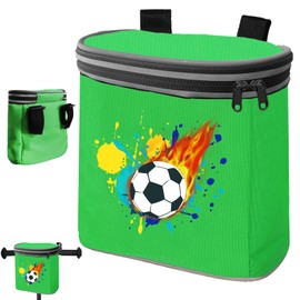 AUNGKWANG Children's Handlebar Bag, Bicycle Bag Children's Bicycle with Inner Pocket, Bicycle Handlebar Bag with Reflectors and Football Motif, Bicycle Basket, Bicycle Bag, Handlebar Basket, for