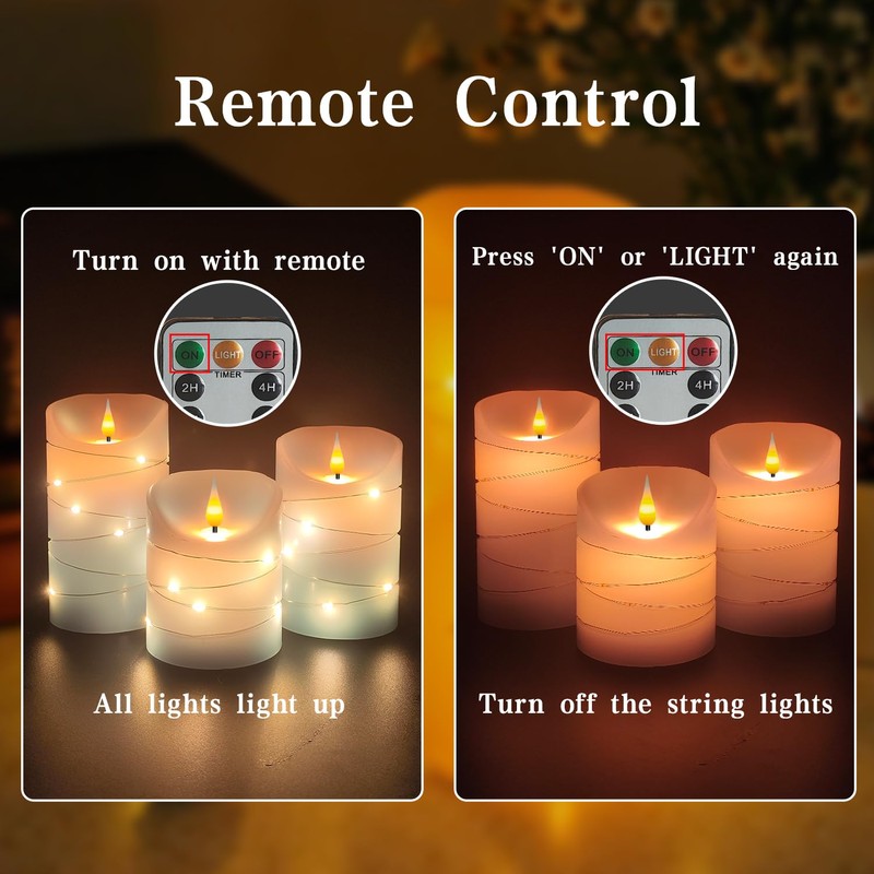 Flameless Candles with Remote Set of 3 (3" x 4",
