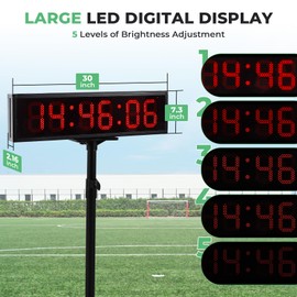 Flyrivergo 6.4FT High LED Large Timer Race Clock with Tripod Cordless Countdown/up Clock Stopwatch with IR Remote Control for Sports Race, Running Events, Marathon