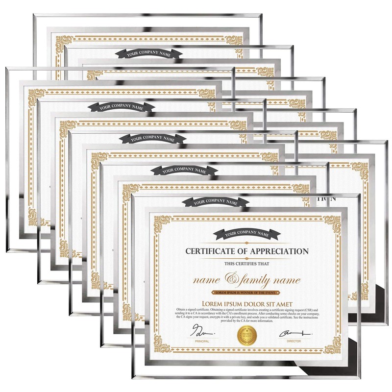 Hoikwo 8.5 by 11 Picture Frames, 10 Packs 8.5x11 Silver