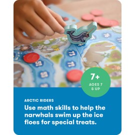 SimplyFun Arctic Riders - Educational & Fun Math Games for Kids - Practice Upper Level Addition & Subtraction Skills for Kids 7 & Up - 2 to 4 Players