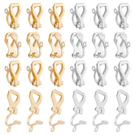 UNICRAFTALE 20pcs 2 Colors DIY Earring Clips Stainless Steel Clip-on Earrings Non-Pierced Earring Findings Golden Stainless Steel Color Clip-on Earring Converter Earring Accessories for DIY Earring