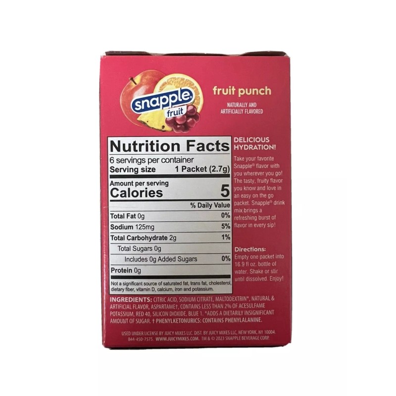 Snapple Fruit Punch Sugar Free Water Enhancer Drink Mix on