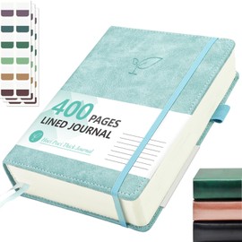 Hoci Poci Lined Journal Notebook, 400 Pages Thick Journal for Writing, A5 Hardcover Leather Notebook with 100Gsm College Ruled Paper for Women Men Work Note taking, 5.8" x 8.4", Smoky Blue