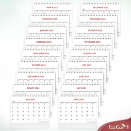 EcoEarth Biodegradable 8x6 Inch 18-Month Standing Desk Calendar, Jul 2024 - Dec 2025 Tent Style Monthly Flip Calendar, Classic Art Design