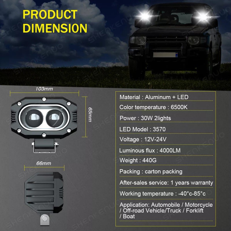 SHENKENUO 4P 4'' LED Head Lamp for Caterpillar Skid Steers