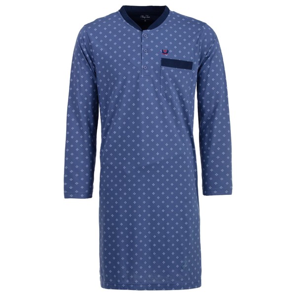 Henry Terre Men's Long-Sleeved Compass Nightdress with Chest Pocket Button