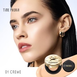 TIMEPHORIA Timeless Utopia Glow Cushion Foundation 001 Creme, Base de Maquillaje Cushion, Acabado Luminoso, Cobertura Media a Alta, Ácido Hialurónico 