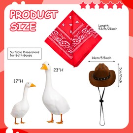 Wildox Western Cowboy Porch Goose Outfits,Sombrero with Bandana Scarf for 23"/ 17'' Lawn Goose Statue,Pet Cowboy Costume