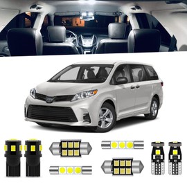 ENDPAGE 16pcs Sienna LED Interior Light Kit for Toyota Sienna 2011 2012 2013 2014 2015 2016 2017 2018 2019 2020 White 6000K Interior LED Lighting Package + License Plate Lights, Install Tool