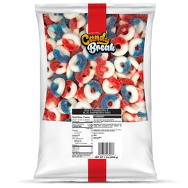 Candy Break Strawberry & Blue Raspberry Rings Bulk Gummy Candy, 5 lbs Bag, Share Size Bags - Sweet & Chewy Snacks for Kids & Grown Ups, Party Size (Pack of 1)