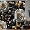 Black and Gold Luxury Aesthetic Shower Curtain, Modern Abstract Goth
