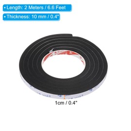 PATIKIL 2m/6.6ft Sealing Foam Tape, 1cm Wide 10mm Thick Single Sided Weather Stripping Door Seal Strip for Window Door Insulation, Black