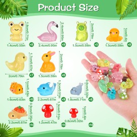 TranRantic 112 Pcs Mini Glow Resin Animals, Glow in the Dark Animals Mixed, Colorful Tiny Resin Ducks, Cute Miniature Toy for Landscape Garden Dollhouse Decoration et Easter（12 Styles）