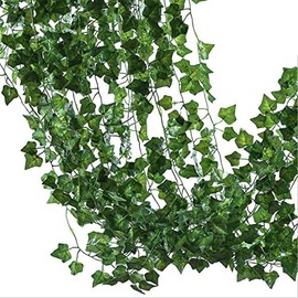Artificial Plants, Fake Plants Ivy Vine Room Decor Artificial Garland Fake Plants Hanging for Home Kitchen Garden Office Wedding Wall Decor 12 Pack 86in Artificial Green Fake Plant