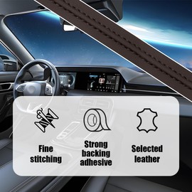 KHGUZ Car Interior Trim Strips, 19.68Ft Flexible Leather Vehicle Gap Fillers Decoration Molding Line, DIY Auto Central Control Door Garnish Accessories, Universal for SUV, Sedan, Truck (Brown)