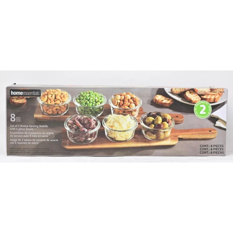 Home Essentials Table Setter Acacia Wood Serving Set, 2-pack Microwave