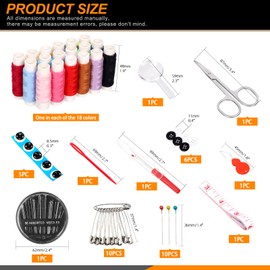 Rustark 86Pcs Sewing Kit with Portable Bag, Premium Sewing Supplies Kit Includes 18 Colors Sewing Threads and Accessories Kit for Home Traveler Emergency Sewing Repair