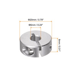 QUARKZMAN 4-Piece Shaft Collar 6 mm Bore Aluminium Alloy Set Screw Split Clamping Ring 20 mm AD 8 mm Width for Wheel Wheelbarrow Axle Gear Units Machine Tool Industrial Anodizing