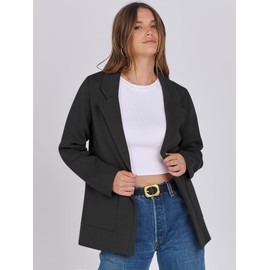 ANRABESS Women Blazer Cardigan Sweater Open Front Chunky Jacket Coat Lady Outwear Coatigan 2025 Fall Trendy Outfits Black Large