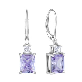 Starchenie Women's Dangle Earrings Sterling Silver Leverback Earrings Princess Brilliant Cut Created Alexandrite Jewelry