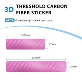 NYTKL 4 PCS Car Door Sill Protector, Carbon Fiber Auto Entry Edge Guard Sill Scuff Plate Cover Strips, Anti-Scratch Threshold Protection Trim for Most Vehicles, Car Accessories (Pink, 3D)