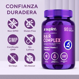 Vitaminas para el Cabello Mujer con Biotina, Colágeno, Queratina, Zinc y Vitaminas A, C, E – Suplemento Vegano para Crecimiento Capilar, Piel y Uñas –