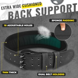 Weight Lifting Belt Leather Heavy Duty Gym Body Building Workout Training Weight Lifting Belt 10 Adjustable Holes 4” Padded Lumbar Back Support Exercise Powerlifting Fitness Squats Strength