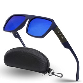 SOMOC Polarised Sunglasses Men/Women Sunglasses Unisex Retro Classic Vintage Polarised Glasses UV400 Protection Classic Sunglasses Square for Driving SP-6084, blue