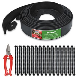 Yonroik No Dig Lawn Edging Kit,Landscape Edging with Stakes fit for Lawn,Flower Garden,Grass,Lawn Edging,The Yard (30 FT, Black)