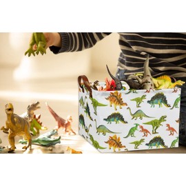 HIYAGON HIYAGON Dinosaur Basket Kids Storage Basket for Boys Rectangular Baby Gift Basket Cute Kids Toy Box Bin Organizer Book Shelf Basket Dinosaur Room Decor(Toy Dinosaur)