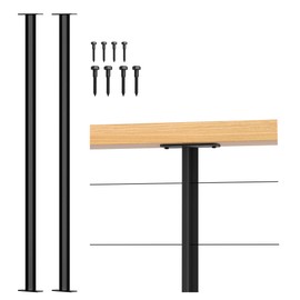 Deck Man 2 Pack Stainless Steel Pre-drilled Intermediate Post/Studdle Pickets for 1/8" Deck Cable Railing, Level Cable Railing Fittings (2, Black, 36 inch)