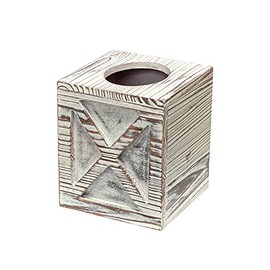 Rustic Wooden Tissue Box Cover Solid Wood Tissue Holders for Bathrooms Home Decoration(6x6x6.9 in)