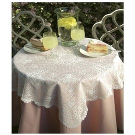 Heritage Lace Floret 36-Inch by 36-Inch Table Topper, Ecru