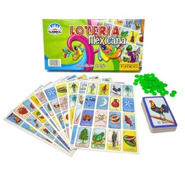Lotería Mexicana Tradicional en Caja Grande - Juego de Mesa Familiar con 10 Tableros, 54 Cartas, 70 Fichas