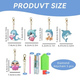 WUFGWBD 5 Pieces Of Dolphin Keychains, Children'S Diamond Keychains, Diy Pendants, Cute Cartoon Pendant Gifts