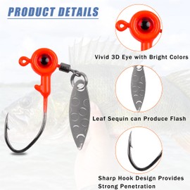 Fishing Jig Heads Crappie Fishing Lures Jig Heads Kit 20Pcs Fishing Lures Jigs with 3D Eye Ball Barb Under Spinner Colorful Jig Head Hooks for Bass Trout Walleye Saltwater Freshwater Fishing(5g-20pcs)