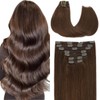 VINBAO Clip-In Real Hair Extensions Brown 160 g 45 cm