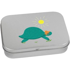 110mm 'Tortoise With A Sun Hat And Glasses' Metal Hinged Tin/Storage Box (TT00243664)