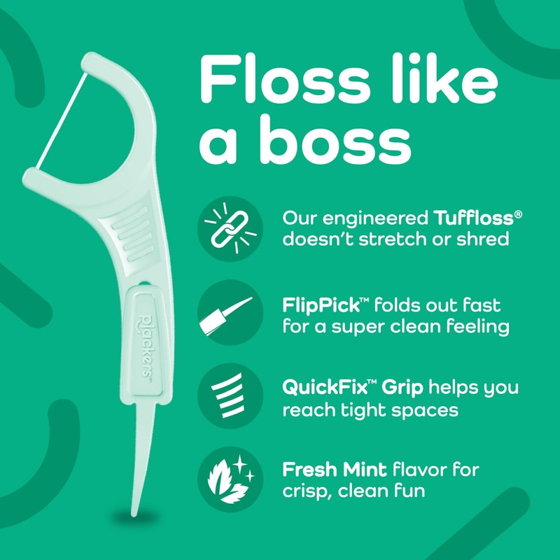 Plackers Micro Line Dental Floss Picks, Fold-Out FlipPick, Tuffloss, Easy